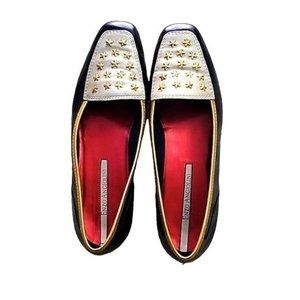 Enzo Angiolini Ealamel Loafer/Flat Shoe Red Ivory Blue Gold Trim & Stars Sz 8.5N